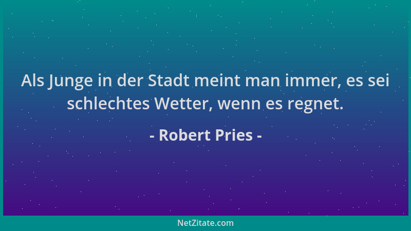 Robert Pries - Als Junge in der Stadt meint man immer, es sei schlechtes Wetter, wenn es regnet....