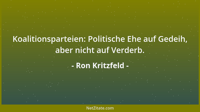 Ron Kritzfeld - Koalitionsparteien: Politische Ehe auf Gedeih, aber nicht auf Verderb....