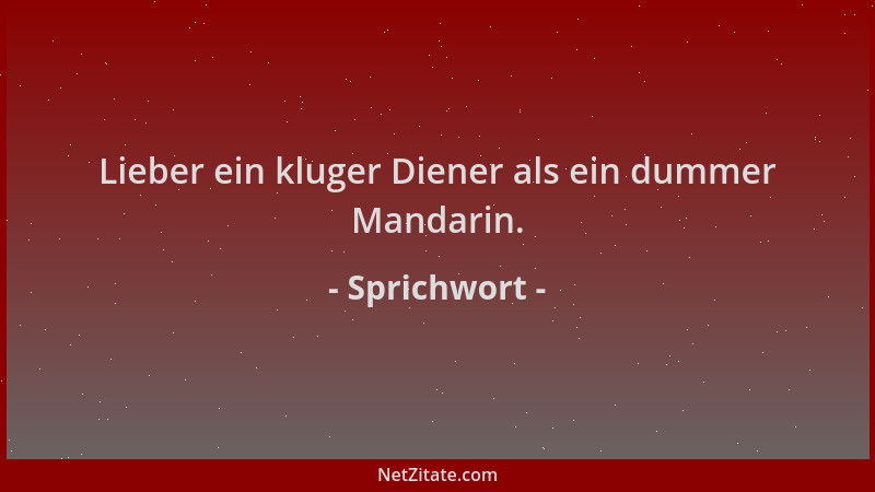 Sprichwort - Lieber ein kluger Diener als ein dummer Mandarin....