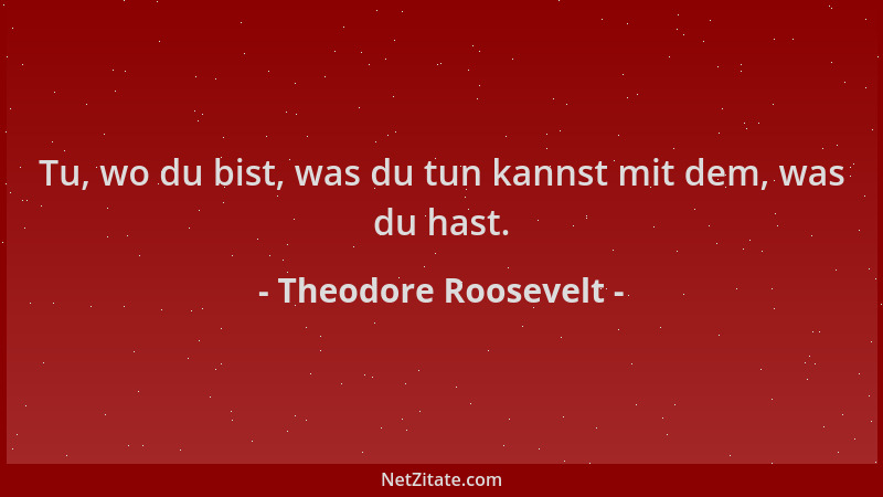 Theodore Roosevelt - Tu, wo du bist, was du tun kannst mit dem, was du hast....