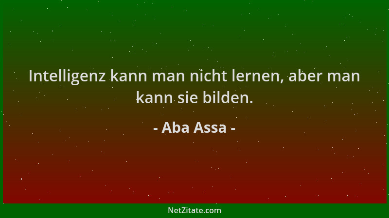 Aba Assa - Intelligenz kann man nicht lernen, aber man kann sie bilden....