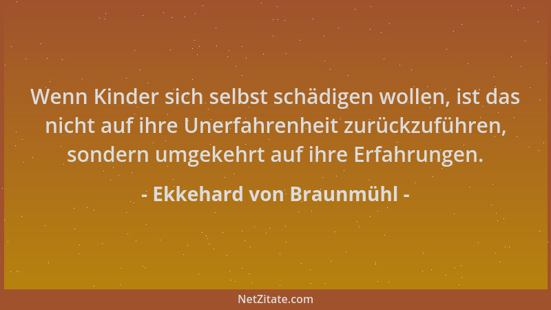 Ekkehard von Braunmühl - Wenn Kinder sich selbst schädigen wollen, ist das nicht auf ihre Unerfahrenheit zurückzuführen, so...