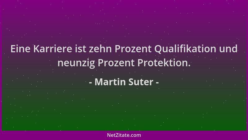 Martin Suter - Eine Karriere ist zehn Prozent Qualifikation und neunzig Prozent Protektion....