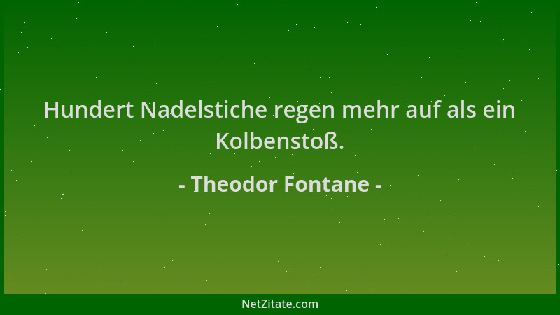 Theodor Fontane - Hundert Nadelstiche regen mehr auf als ein Kolbenstoß....