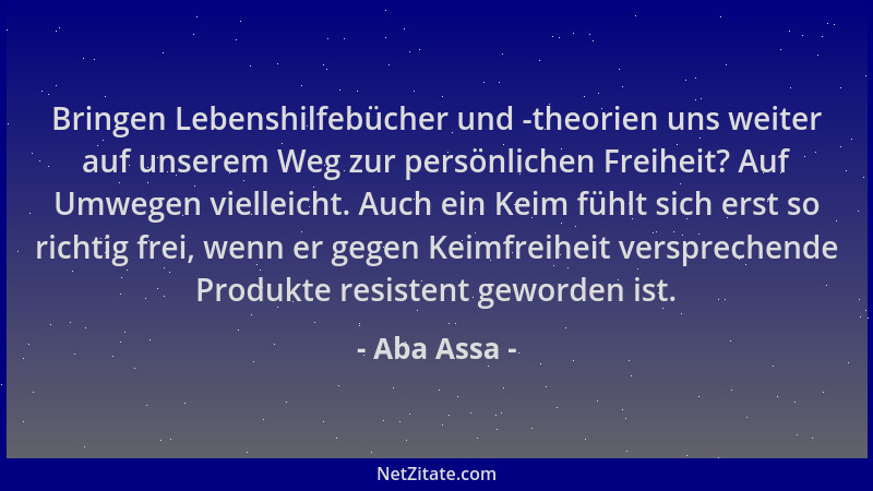 Aba Assa - Bringen Lebenshilfebücher und -theorien uns weiter auf unserem Weg zur persönlichen Freiheit? Auf Umwegen vielle...