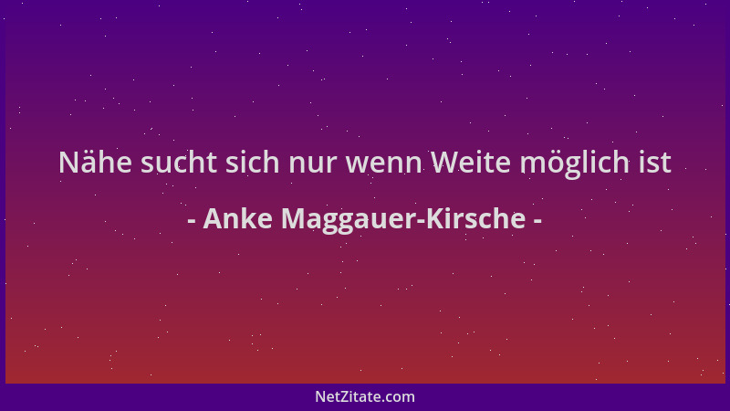 Anke Maggauer-Kirsche - Nähe sucht sich nur wenn Weite möglich ist...