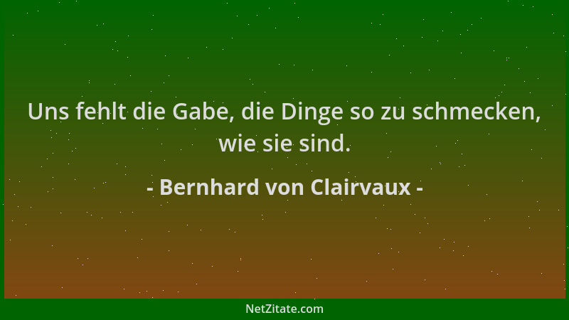 Bernhard von Clairvaux - Uns fehlt die Gabe, die Dinge so zu schmecken, wie sie sind....