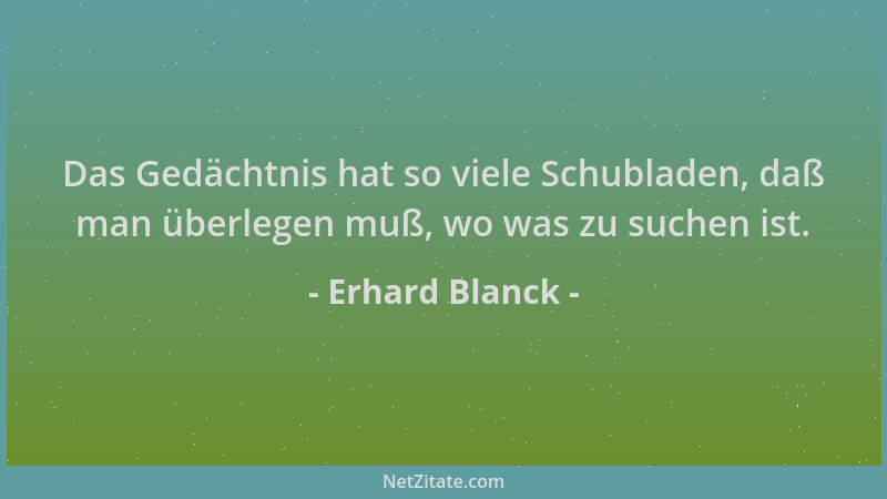 Erhard Blanck - Das Gedächtnis hat so viele Schubladen, daß man überlegen muß, wo was zu suchen ist....