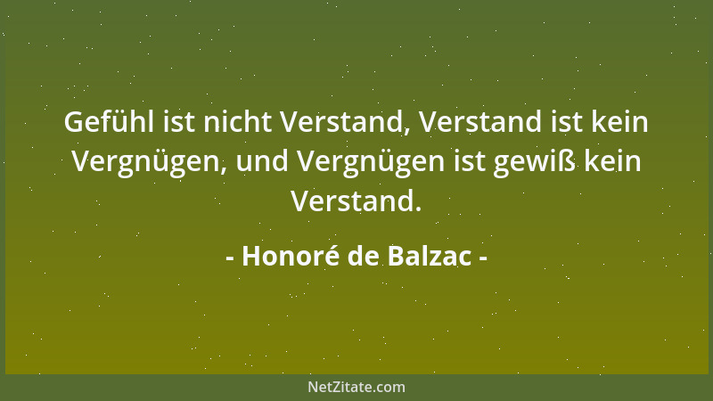 Honoré de Balzac - Gefühl ist nicht Verstand, Verstand ist kein Vergnügen, und Vergnügen ist gewiß kein Verstand....