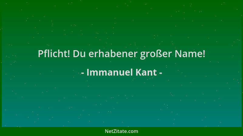 Immanuel Kant - Pflicht! Du erhabener großer Name!...