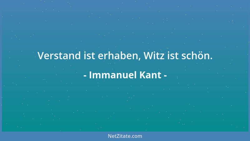 Immanuel Kant - Verstand ist erhaben, Witz ist schön....