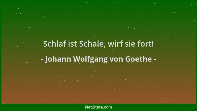 Johann Wolfgang von Goethe - Schlaf ist Schale, wirf sie fort!...