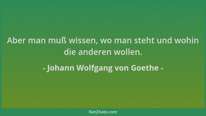 Johann Wolfgang von Goethe - Aber man muß wissen, wo man steht und wohin die anderen wollen....