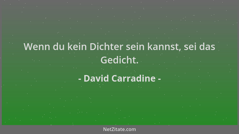 David Carradine - Wenn du kein Dichter sein kannst, sei das Gedicht....