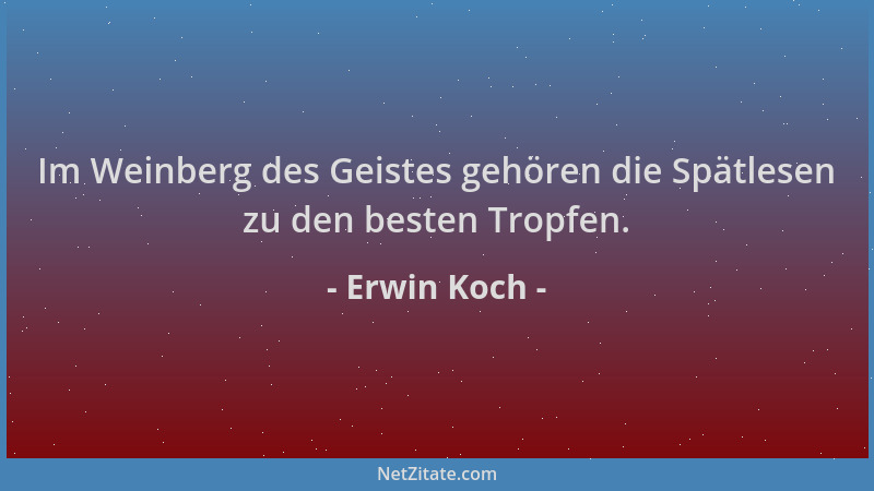 Erwin Koch - Im Weinberg des Geistes gehören die Spätlesen zu den besten Tropfen....