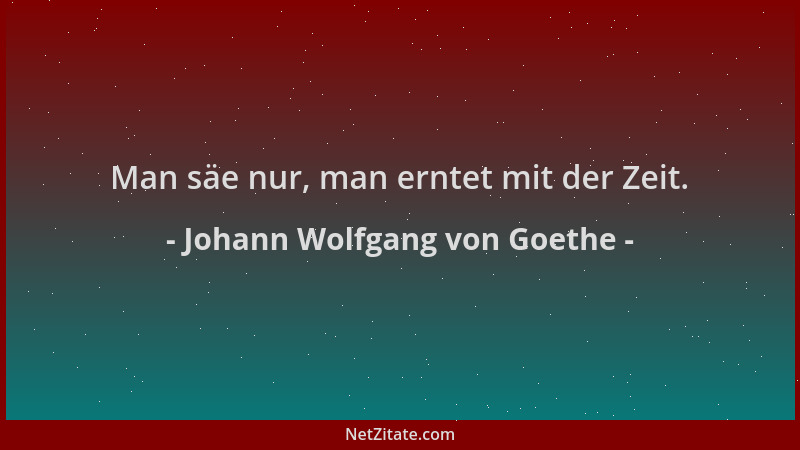Johann Wolfgang von Goethe - Man säe nur, man erntet mit der Zeit....