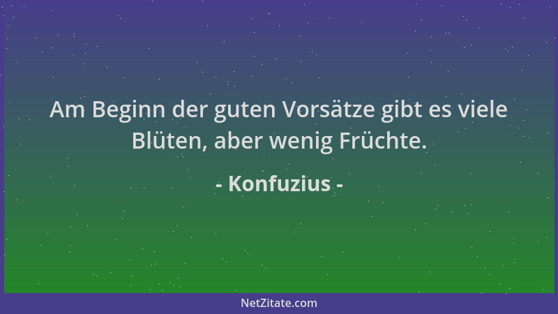 Konfuzius - Am Beginn der guten Vorsätze gibt es viele Blüten, aber wenig Früchte....