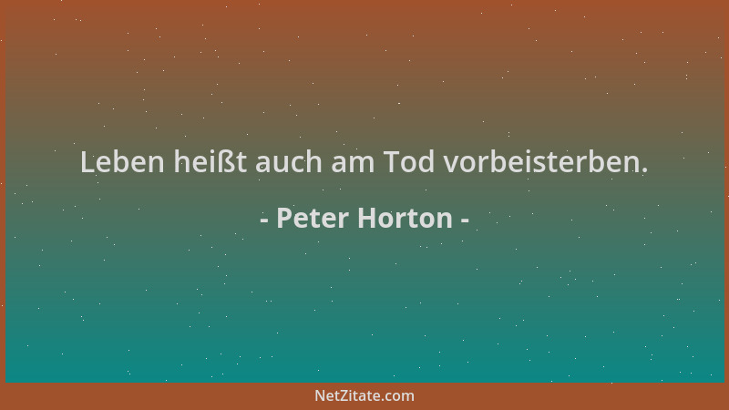 Peter Horton - Leben heißt auch am Tod vorbeisterben....