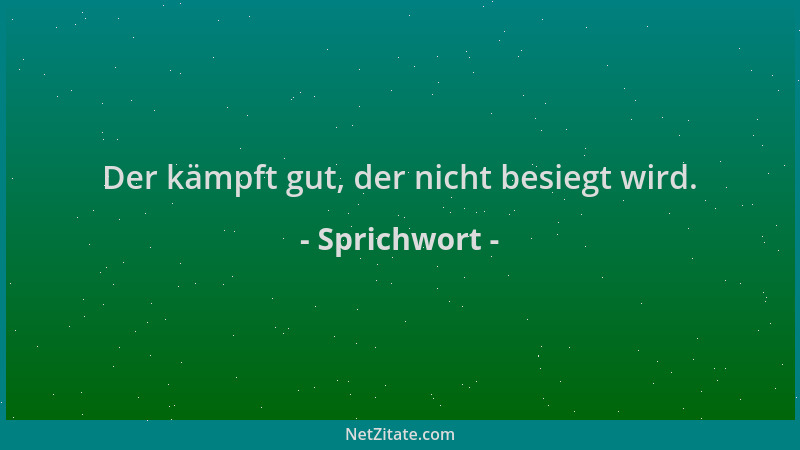 Sprichwort - Der kämpft gut, der nicht besiegt wird....