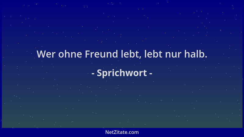 Sprichwort - Wer ohne Freund lebt, lebt nur halb....