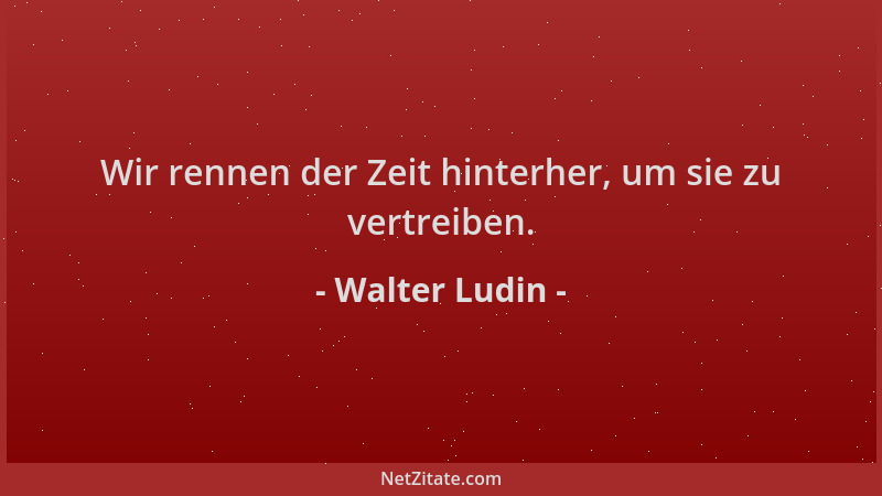 Walter Ludin - Wir rennen der Zeit hinterher, um sie zu vertreiben....