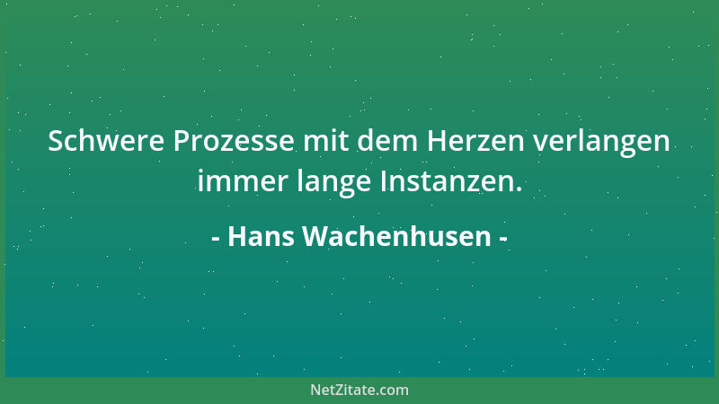 Hans Wachenhusen - Schwere Prozesse mit dem Herzen verlangen immer lange Instanzen....