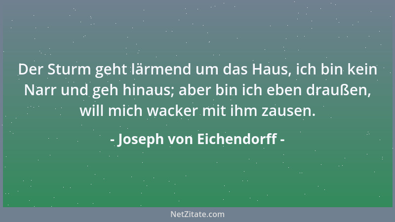 Joseph von Eichendorff - Der Sturm geht lärmend um das Haus, ich bin kein Narr und geh hinaus; aber bin ich eben draußen, w...