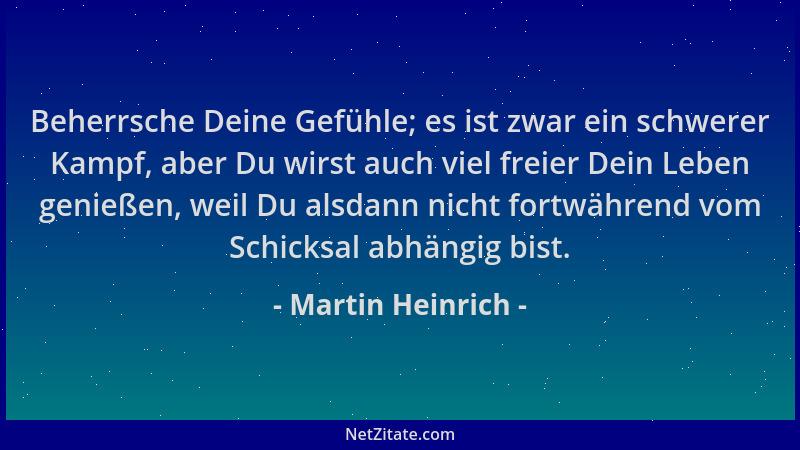 Martin Heinrich - Beherrsche Deine Gefühle; es ist zwar ein schwerer Kampf, aber Du wirst auch viel freier Dein Leben genie...