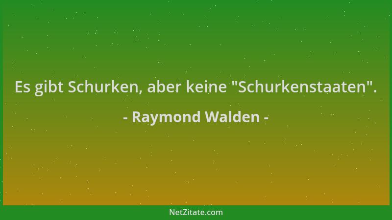 Raymond Walden - Es gibt Schurken, aber keine  "Schurkenstaaten "....