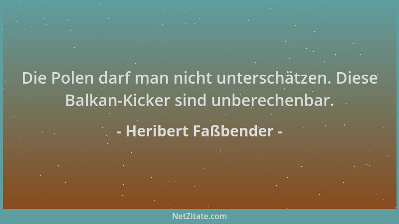 Heribert Faßbender - Die Polen darf man nicht unterschätzen. Diese Balkan-Kicker sind unberechenbar....