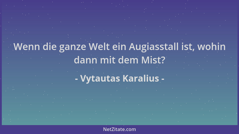 Vytautas Karalius - Wenn die ganze Welt ein Augiasstall ist, wohin dann mit dem Mist?...
