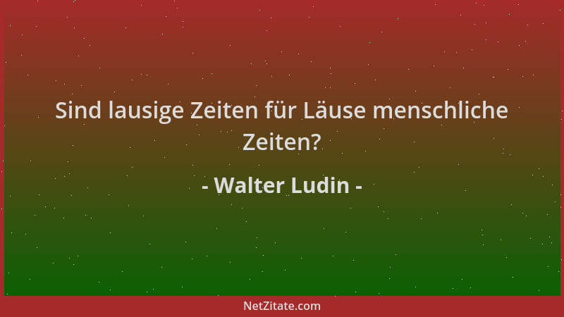 Walter Ludin - Sind lausige Zeiten für Läuse menschliche Zeiten?...