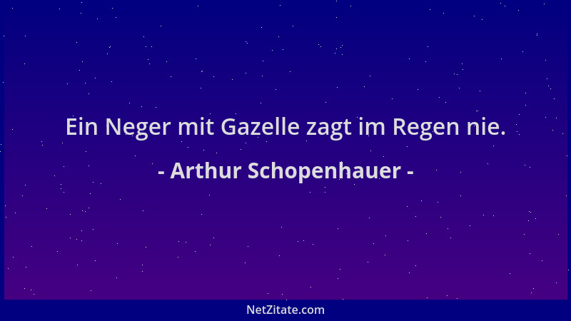 Arthur Schopenhauer - Ein Neger mit Gazelle zagt im Regen nie....