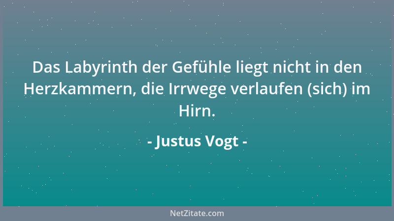 Justus Vogt - Das Labyrinth der Gefühle liegt nicht in den Herzkammern, die Irrwege verlaufen (sich) im Hirn....