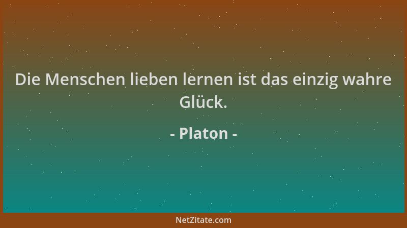 Platon - Die Menschen lieben lernen ist das einzig wahre Glück....