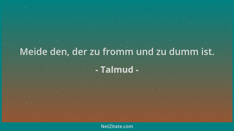 Talmud - Meide den, der zu fromm und zu dumm ist....