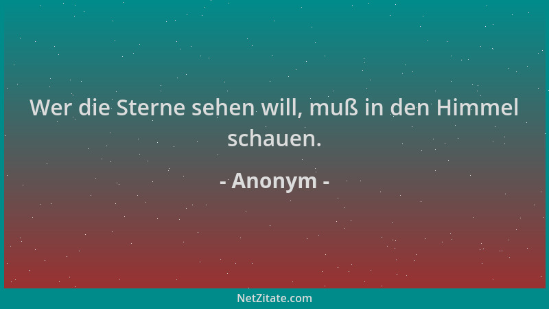 Anonym - Wer die Sterne sehen will, muß in den Himmel schauen....