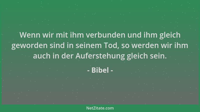 Bibel - Wenn wir mit ihm verbunden und ihm gleich geworden sind in seinem Tod, so werden wir ihm auch in der Auferstehung g...