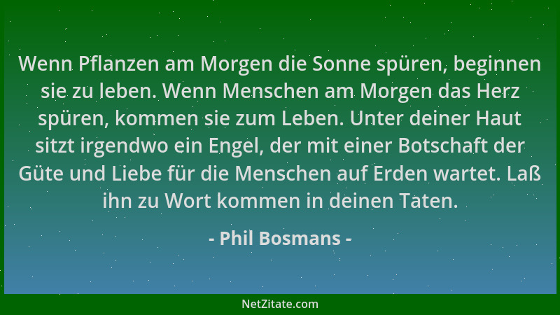 Phil Bosmans - Wenn Pflanzen am Morgen die Sonne spüren, beginnen sie zu leben. Wenn Menschen am Morgen das Herz spüren, ko...