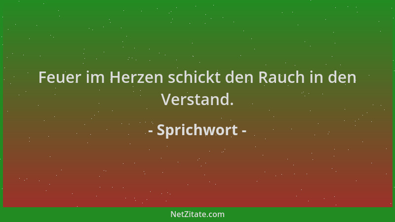 Sprichwort - Feuer im Herzen schickt den Rauch in den Verstand....