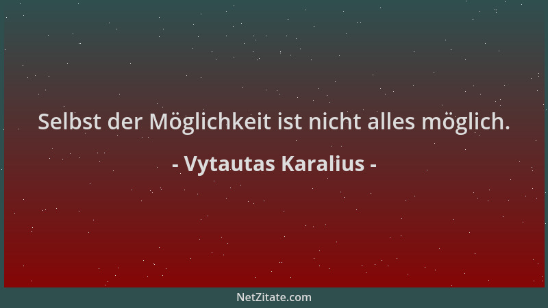 Vytautas Karalius - Selbst der Möglichkeit ist nicht alles möglich....