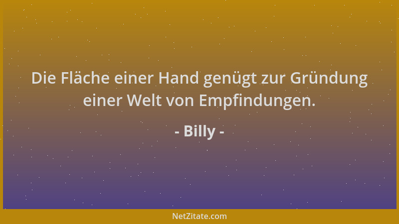 Billy - Die Fläche einer Hand genügt zur Gründung einer Welt von Empfindungen....