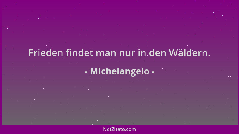 Michelangelo - Frieden findet man nur in den Wäldern....