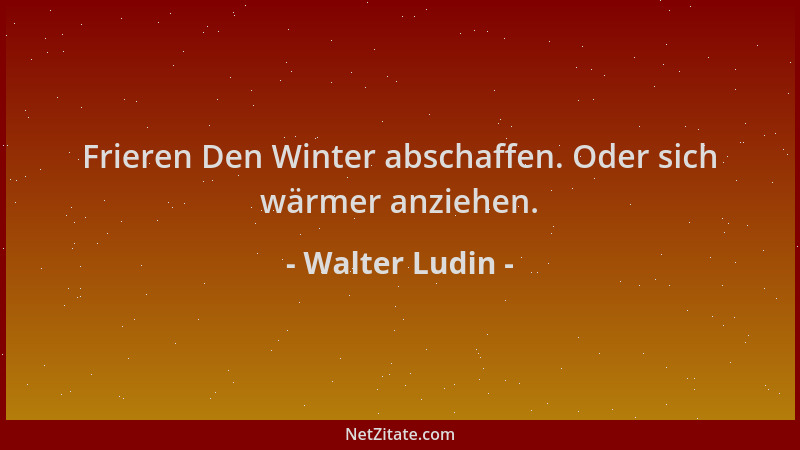 Walter Ludin - Frieren Den Winter abschaffen. Oder sich wärmer anziehen....