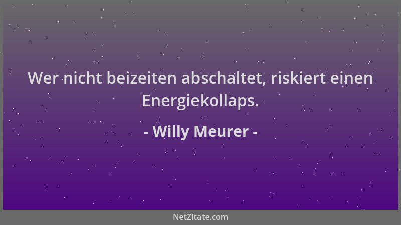 Willy Meurer - Wer nicht beizeiten abschaltet, riskiert einen Energiekollaps....