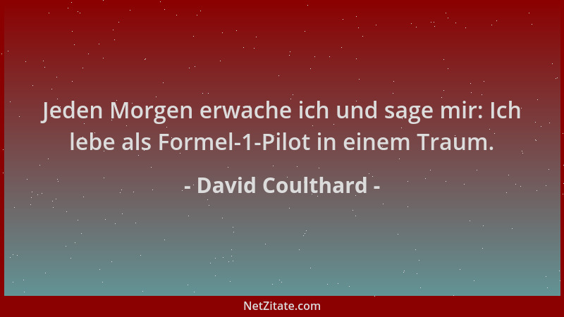 David Coulthard - Jeden Morgen erwache ich und sage mir: Ich lebe als Formel-1-Pilot in einem Traum....