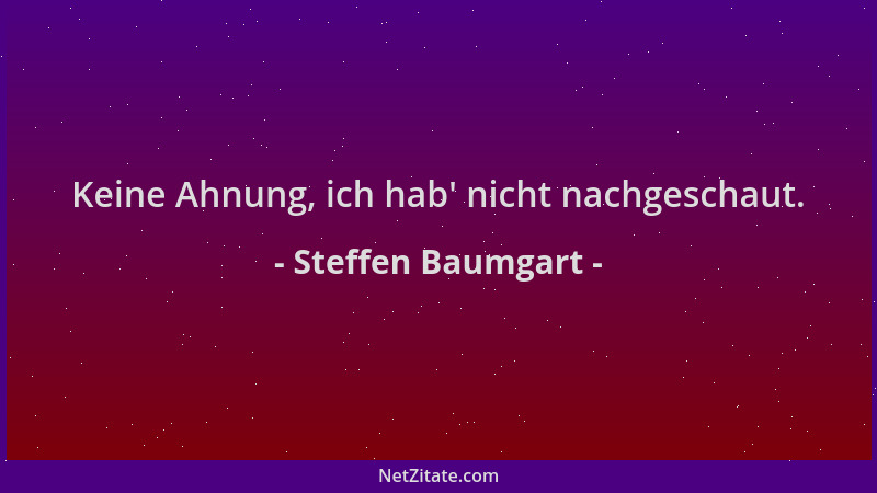 Steffen Baumgart - Keine Ahnung, ich hab ' nicht nachgeschaut....