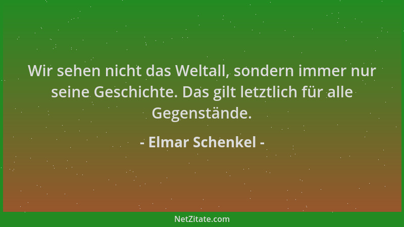 Elmar Schenkel - Wir sehen nicht das Weltall, sondern immer nur seine Geschichte. Das gilt letztlich für alle Gegenstände....