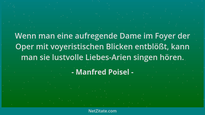 Manfred Poisel - Wenn man eine aufregende Dame im Foyer der Oper mit voyeristischen Blicken entblößt, kann man sie lustvoll...
