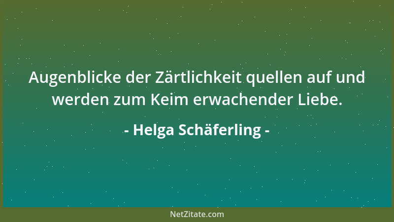 Helga Schäferling - Augenblicke der Zärtlichkeit quellen auf und werden zum Keim erwachender Liebe....
